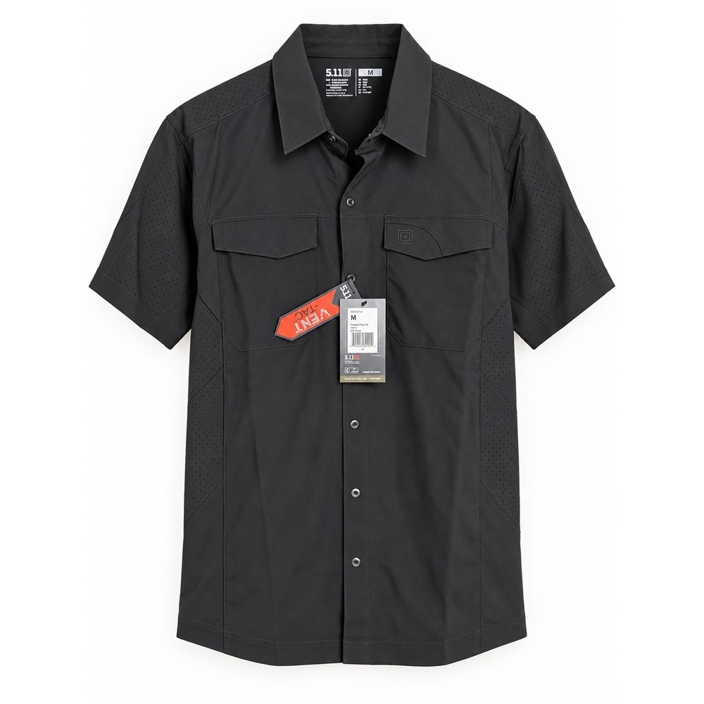 5.11 Tactical Freedom Flex SS Shirt Black Mens Medium Vent-Tac 71340 NWT